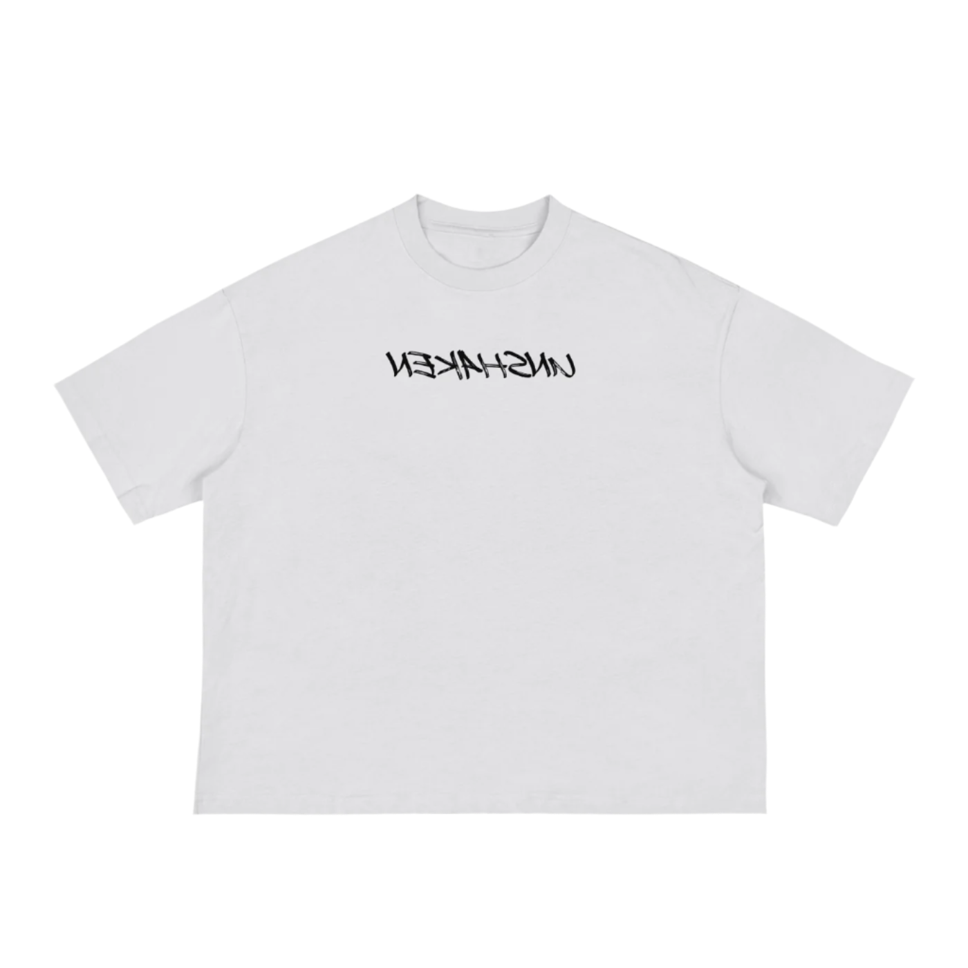 white NRV unshaken cropped tee